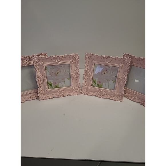 Laura Ashley Pink Ornate Picture Frame Set 4x4 Rocco Style Resin Baby Wedding - Picture 6 of 9